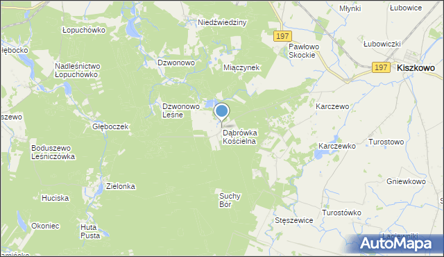 mapa Dąbrówka Kościelna, Dąbrówka Kościelna gmina Kiszkowo na mapie Targeo